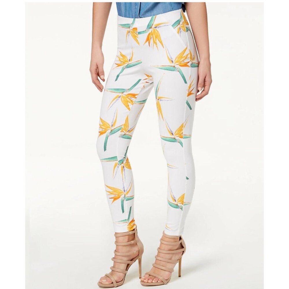 HUE Women's Simply Stretch Skimmer Leggings, White Multi Tropical Floral